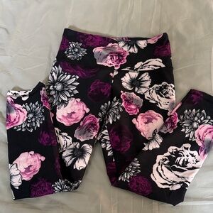 Balance Floral Print Black & Pink Leggings O13 small